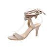 Fashion 2025 Summer Ankle-wrap Women's Open Toe Sandals Round Toe Thin Heels Lace Up Sandals for Outdoor Fashion Party & Dress Shoes