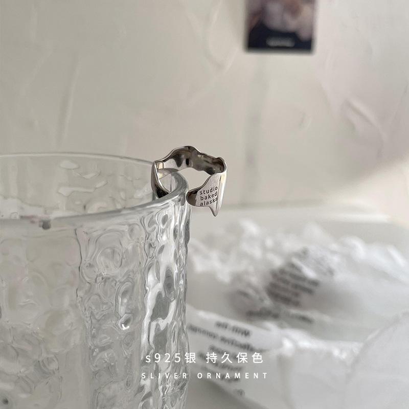 

Кольцо с английским алфавитом неправильной формы из стерлингового серебра 925 пробы, женское изысканное открытое кольцо в холодном стиле opening adjustable