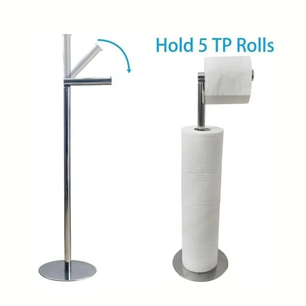 Non-slip Freestanding Toilet Paper Holder Single Pole Floor Standing Paper Dispenser  Bedroom