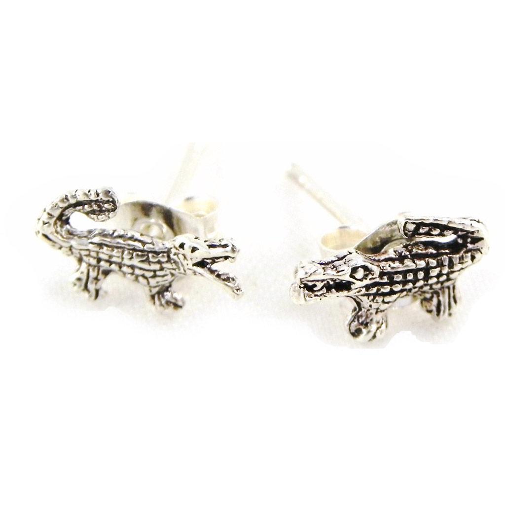 Les Trésors De Lily [G9044] - Silver 'Crocodiles' Earrings