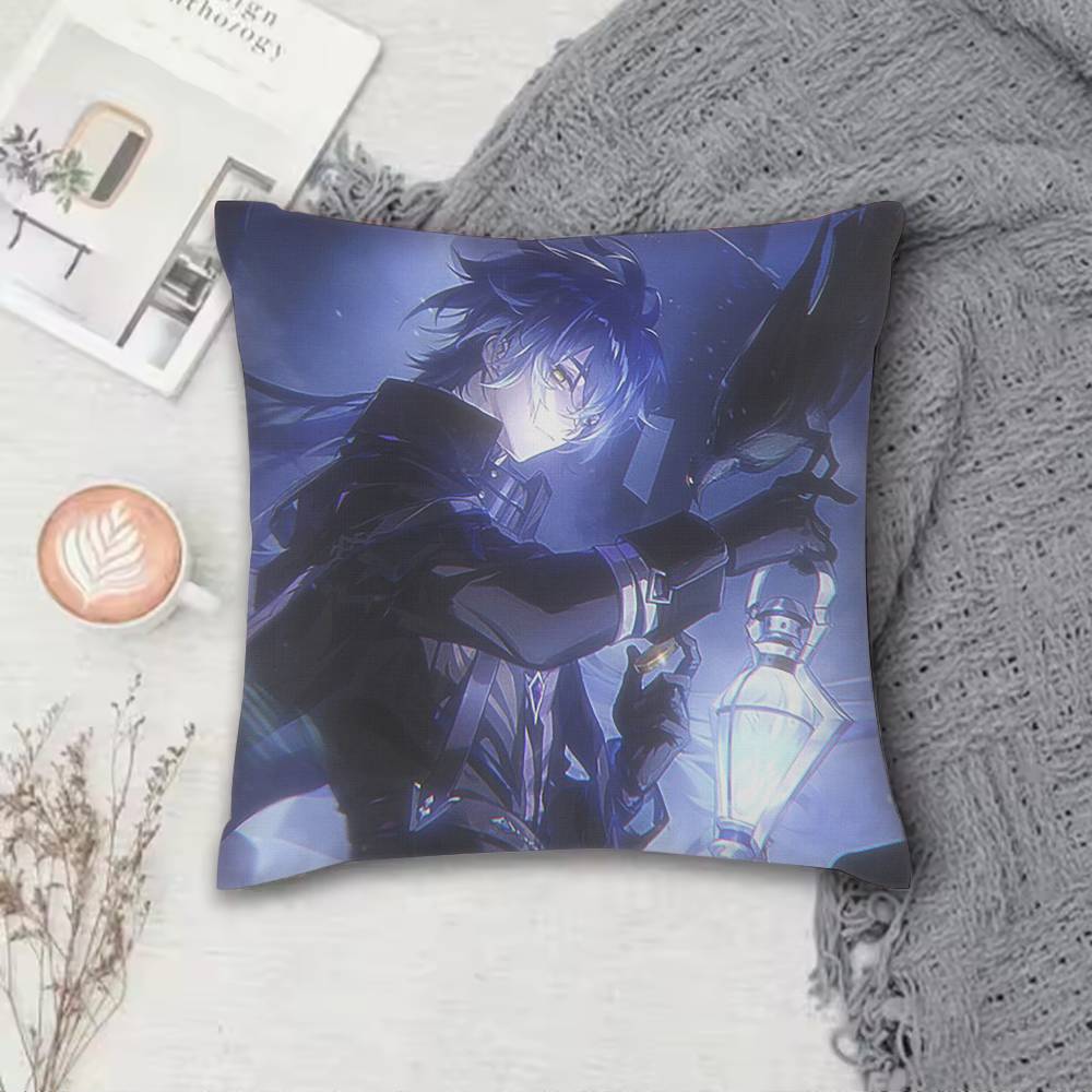 G-Genshin I-Impact F-Flins Pillow Case Pattern Printed Pillowcase For Living Room Sofa Cushion Cover