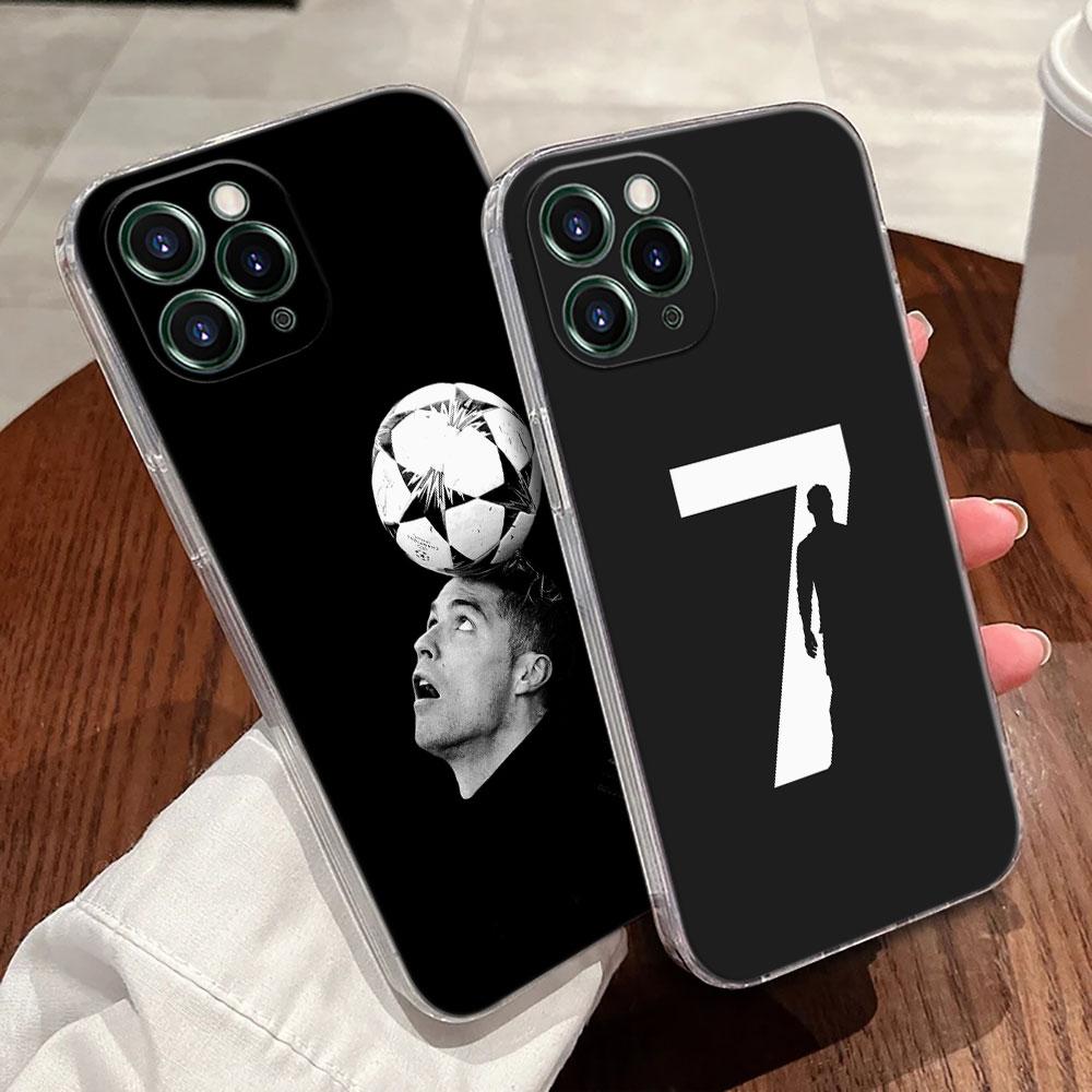 C-R-7 Dark Football Transparent Case For Apple iPhone 18 17 16 15 14 13 12 11 Pro Max 16 Plus 16E 17Air 17Pro Phone Cover Silicone