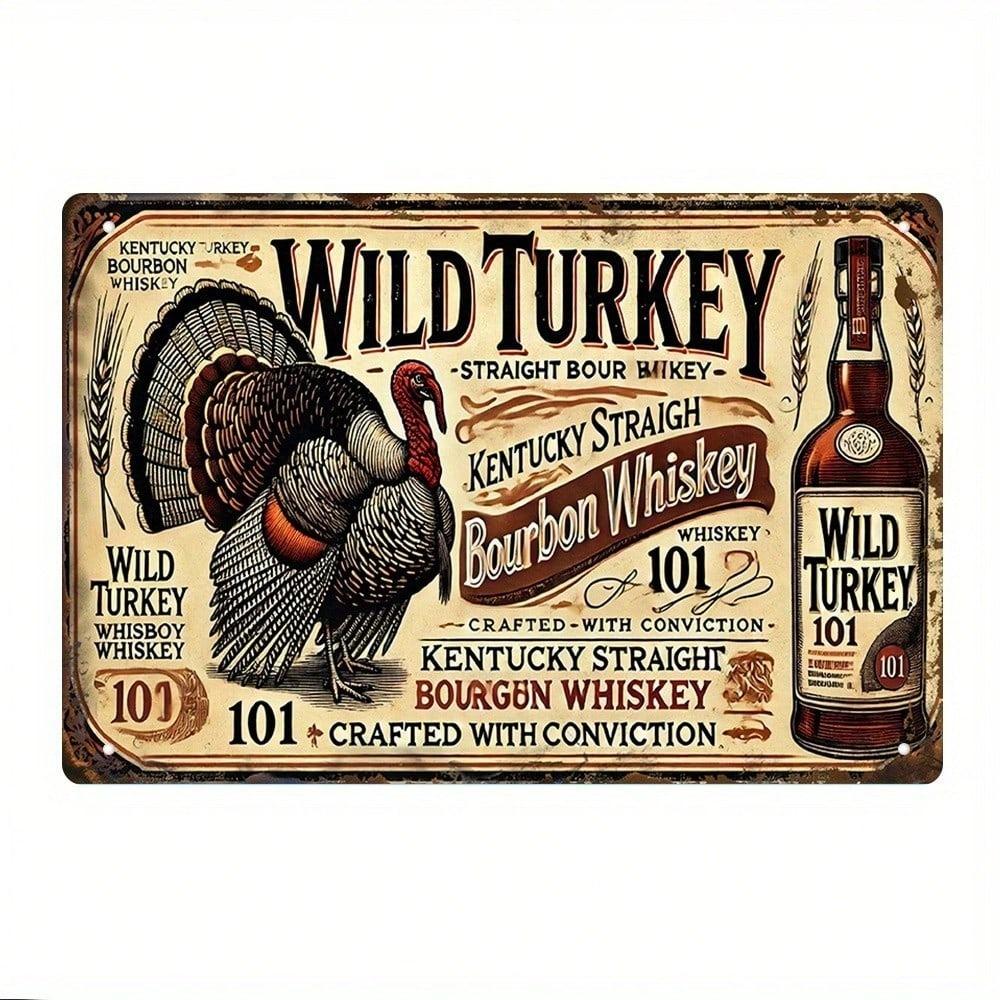 Wild Turkey 101 Bourbon 8x12 Blechschild, Retro-Dekoration für Bar, Man Cave, Garage
