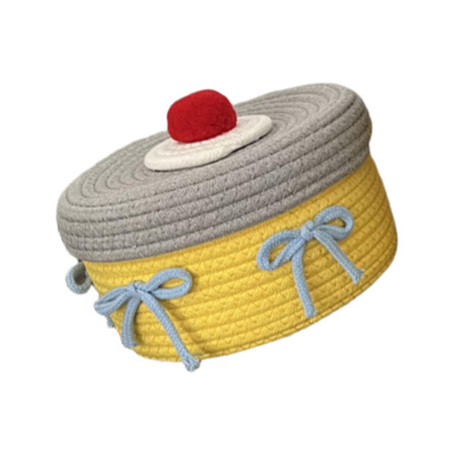 

Cotton Rope Desktop Organizer Basket with Lid Handwoven for Storing Stationery and Cosmetics Bedroom Storage Solution B1