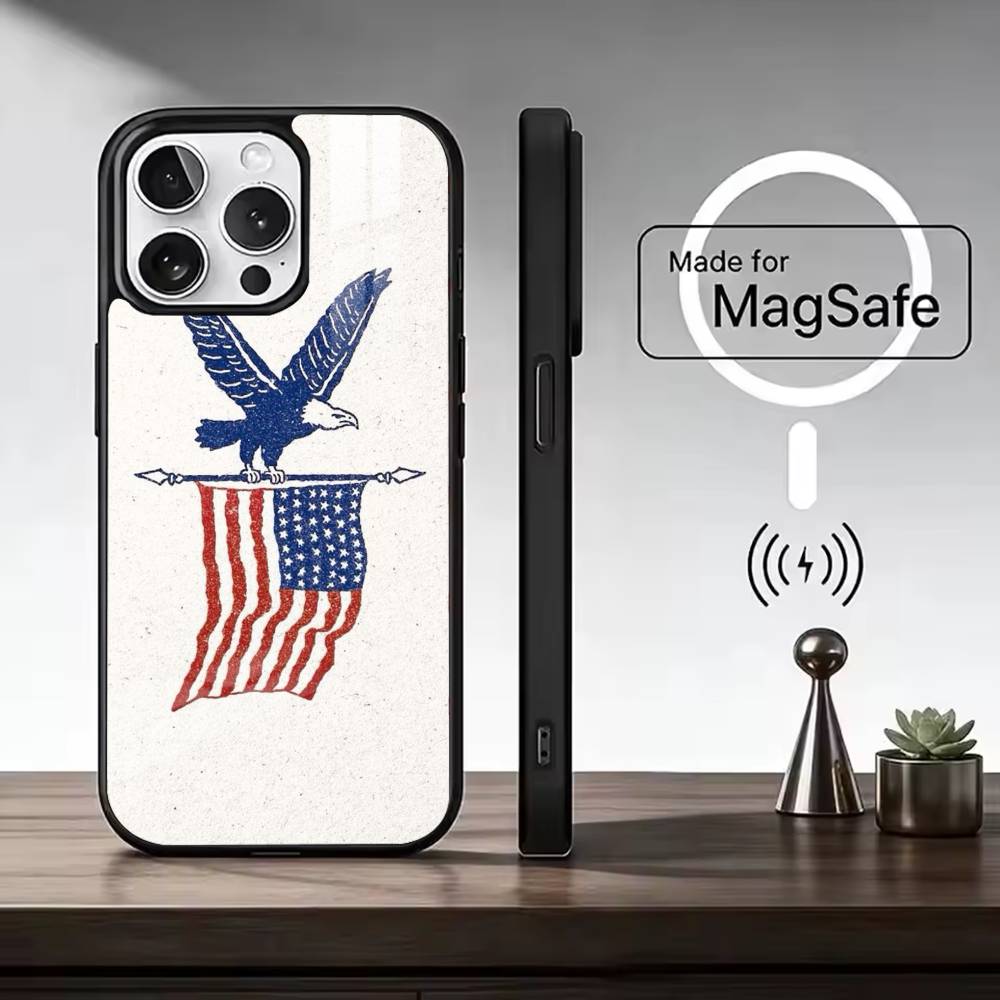 USA A-Amerika Flagge Handyhülle Für iPhone17,16,15,14,13,12,11 Plus,Pro Max, Neues Magnetisches Kabelloses Laden