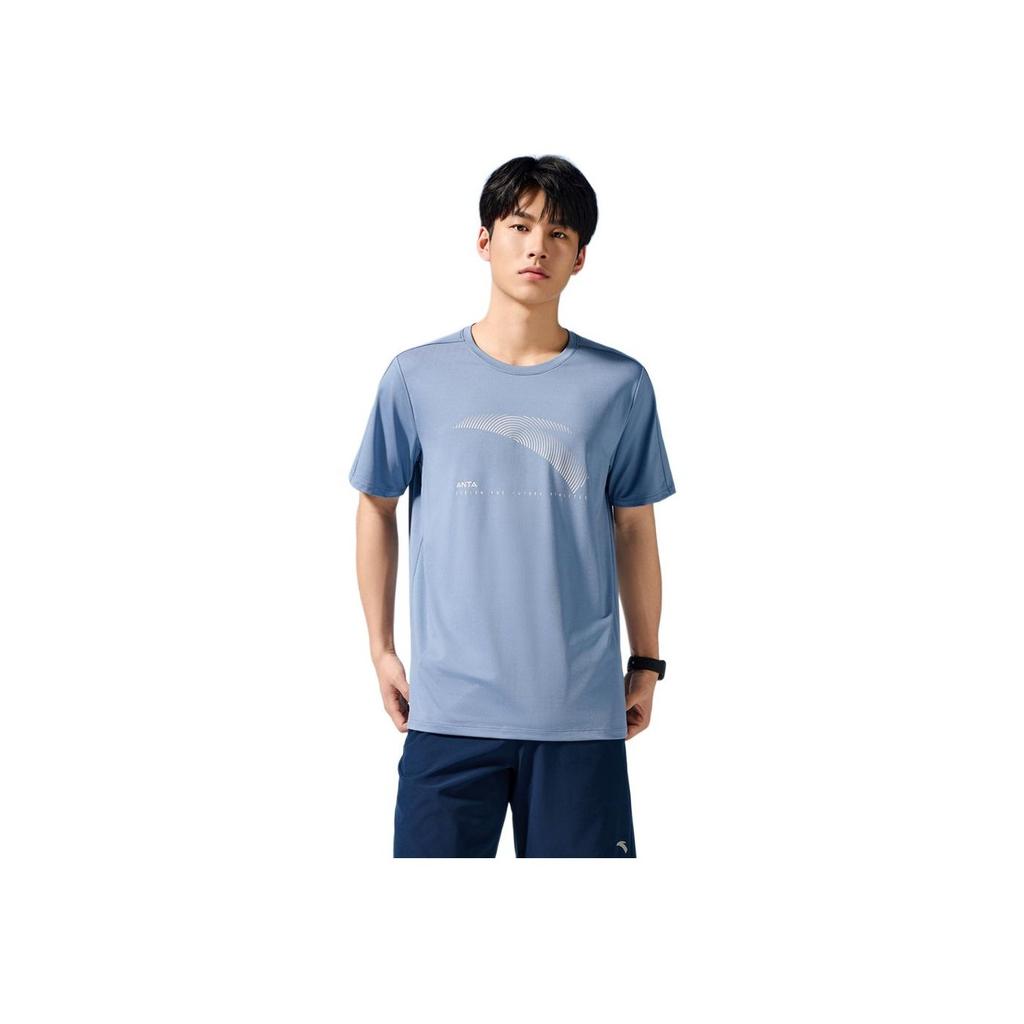 Anta Training Series Logo Letter Round Neck Breathable Comfortable Versatile Short Sleeve T-Shirt Men Tops Pure-White 952427120-4