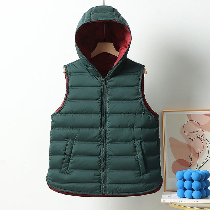 Womens Lightweight Hooded Down Vest Short Puffer Sleeveless Jacket Warm Thin Outerwear