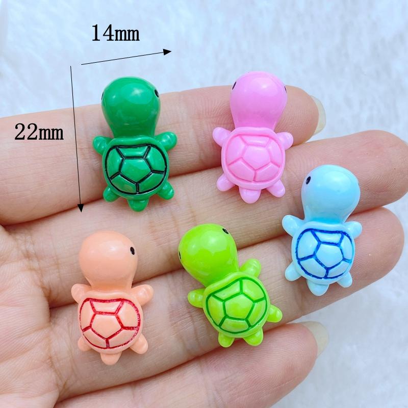 10Pcs New Cute Mini 14*21mm Cartoon Little Turtle Series Flat back Resin Cabochons DIY Jewelry Craft Decoration Accessorie