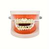 18K Gold Plated Kupfer Hip Hop Grillz mit Köperbindung - Oberes und Unteres Set, Europäischer Bestseller