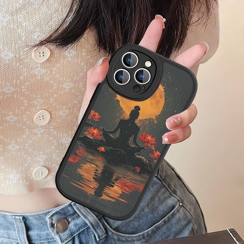 The Yoga Phone Case Hard Leather For IPhone 16 15 14 13 12 Mini 11 14 Pro Max Xs X Xr 7 8 Plus Fundas
