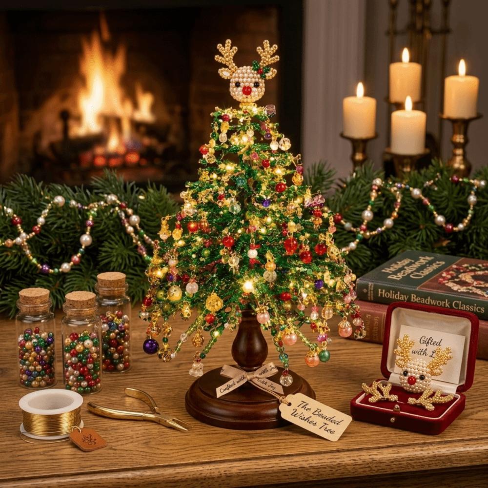 Handmade Halloween Tree Making Kit with Light Up Mini Bead Weaving Set All Seasons