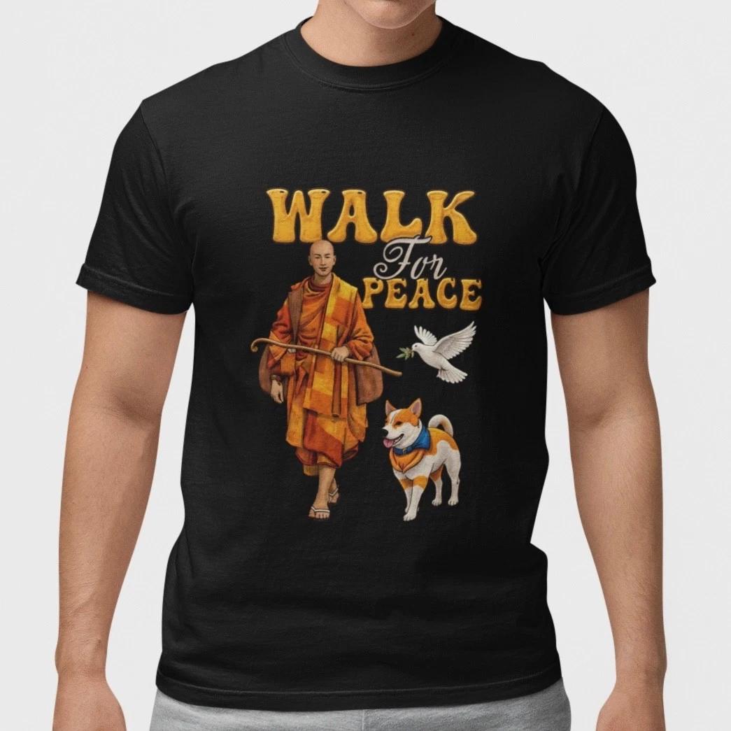 

Walk For Peace T Shirt Spiritual Monk Dove Graphic Tee Unisex S- Cotton XXXXL