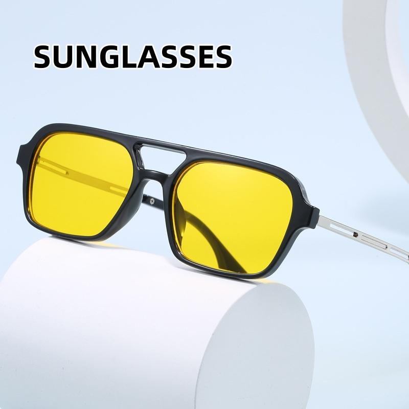 

Retro Double Beam Hollow Box Sunglasses for Men Luxury Instagram Cool Pilot s Glasses Men Women Unisex UV Resistant Eyewear