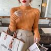 Autumn and Winter Semi-turtleneck Bottoming Sweater Women's Inner Pit Strip Pullover Shirt Solid Color Casual Tops Elegant Thin Simple Clothing