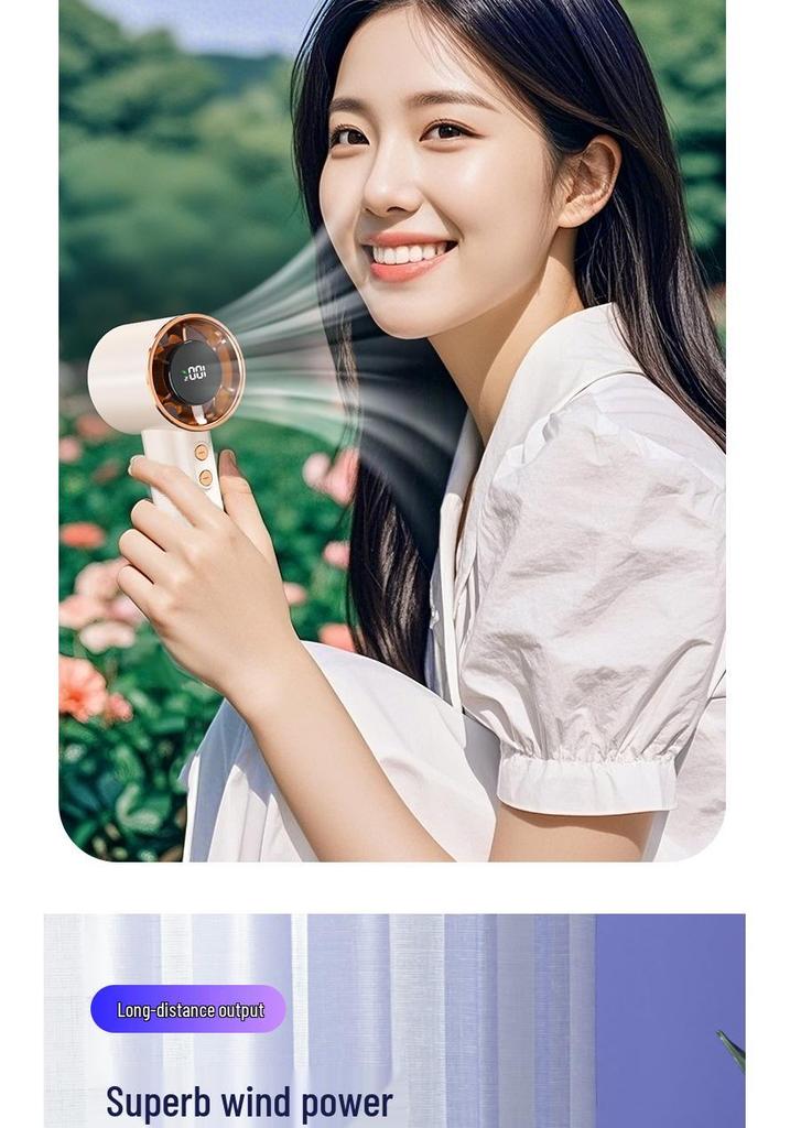 2026 Portable Handheld Fan S1 - 100-Speed USB Fan with Digital Display for Office & Outdoor Use