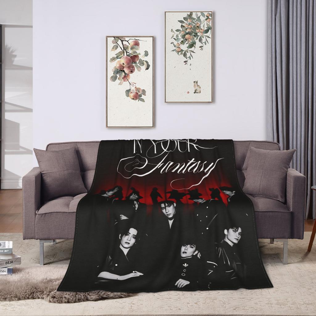 Korean Kpop Ateez MINGI Blanket Flannel Printed  Breathable Super Warm Throw Blankets for Home Travel Bedding Throws