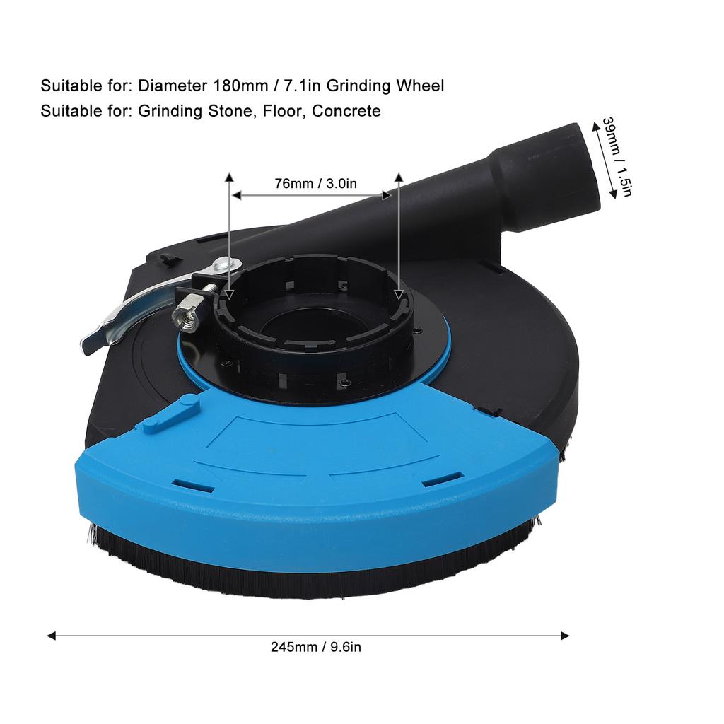 Dust Shroud for Angle Grinder 7 Inch Universal Surface Grinding Dust Shroud 180mm Blue Black