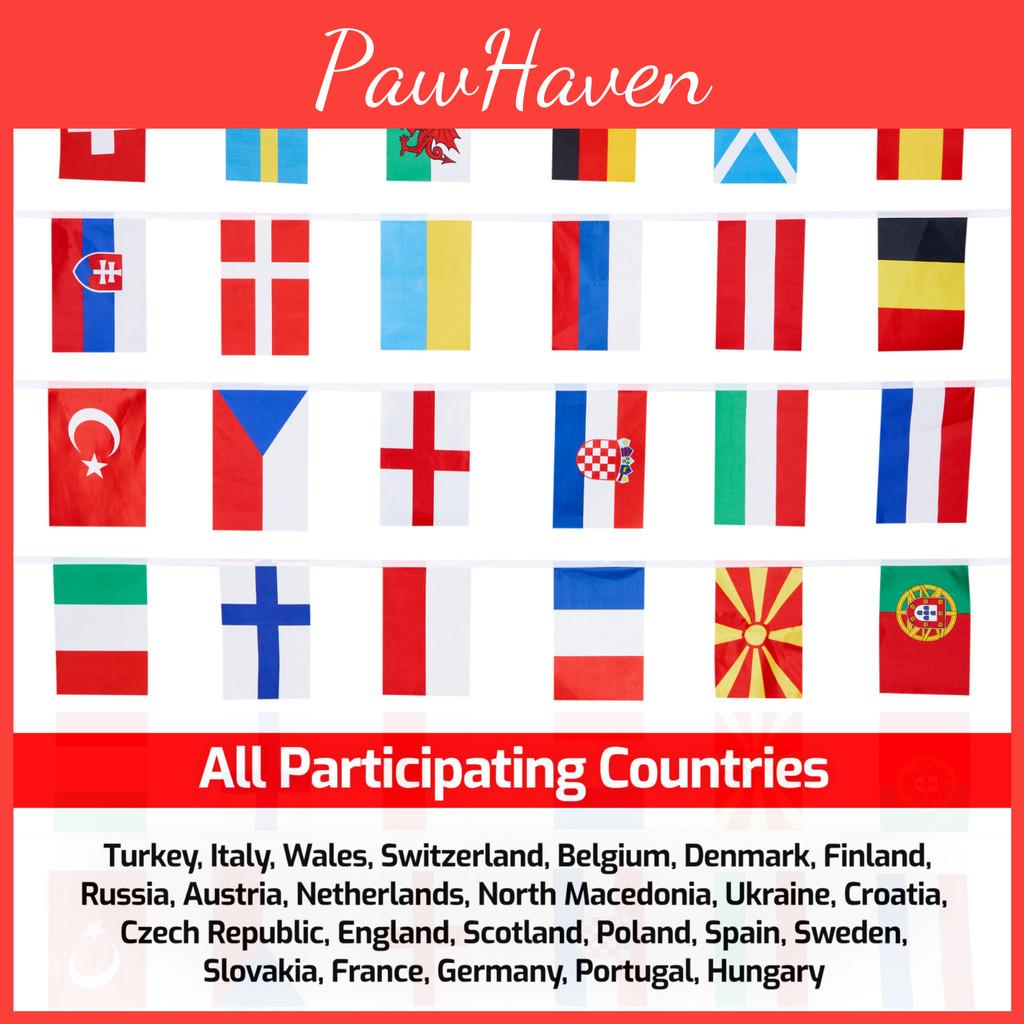 Euro Wimpel 2021 Premium Qualität Turnierflaggen für alle 24 Nationen in lebendigen Farben