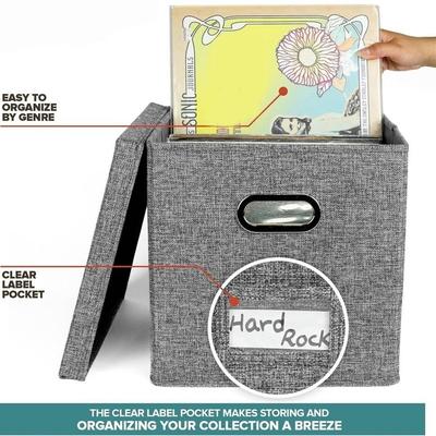Caixas de Armazenamento de Discos de Vinil de Grande Capacidade à Prova de Poeira para Armazenamento de Álbuns LP Para Até 50+ Álbuns de 12 Polegadas