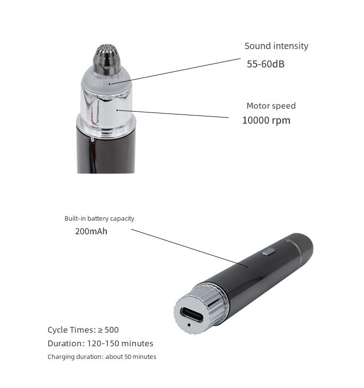 USB Rechargeable Stainless Steel Eyebrow Trimmer with Metal Design