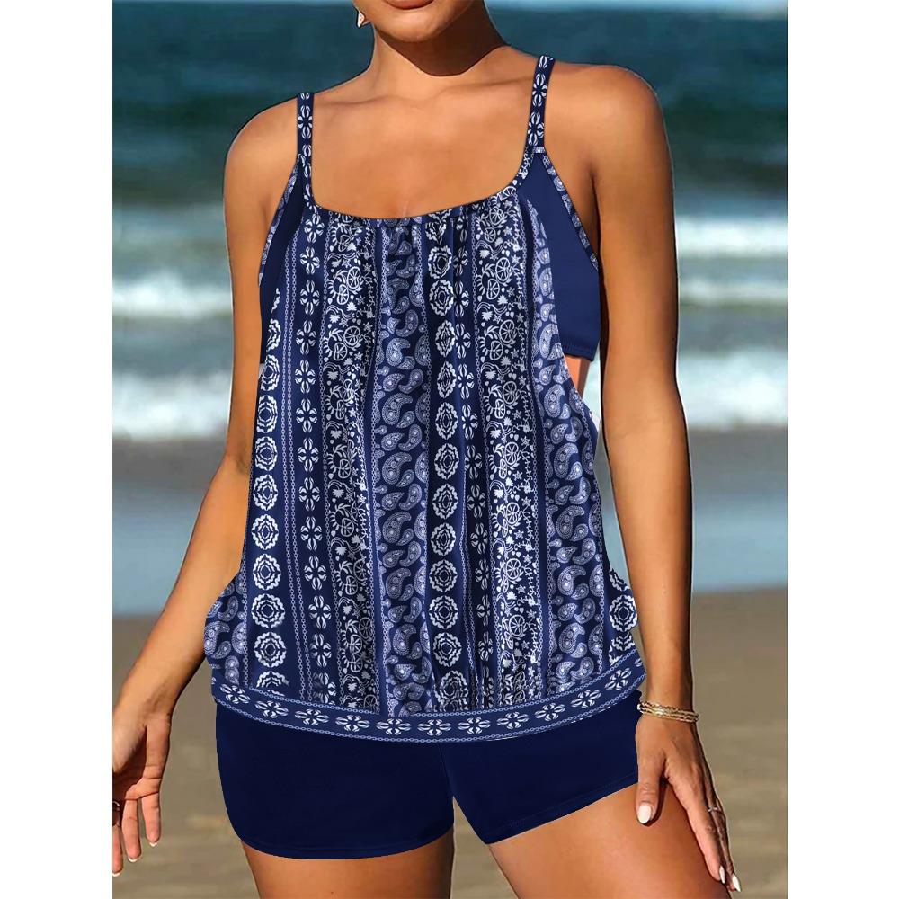 

Раздельный большой размер с принтом в горошек плоский угловой купальник женский танкини 5XL