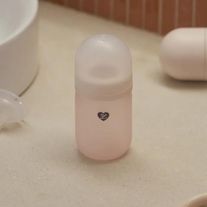 

Тоньше, прочнее!_Безопасная силиконовая стеклянная бутылка (розовый) (160мл/240мл) Silicone Pink 240ml