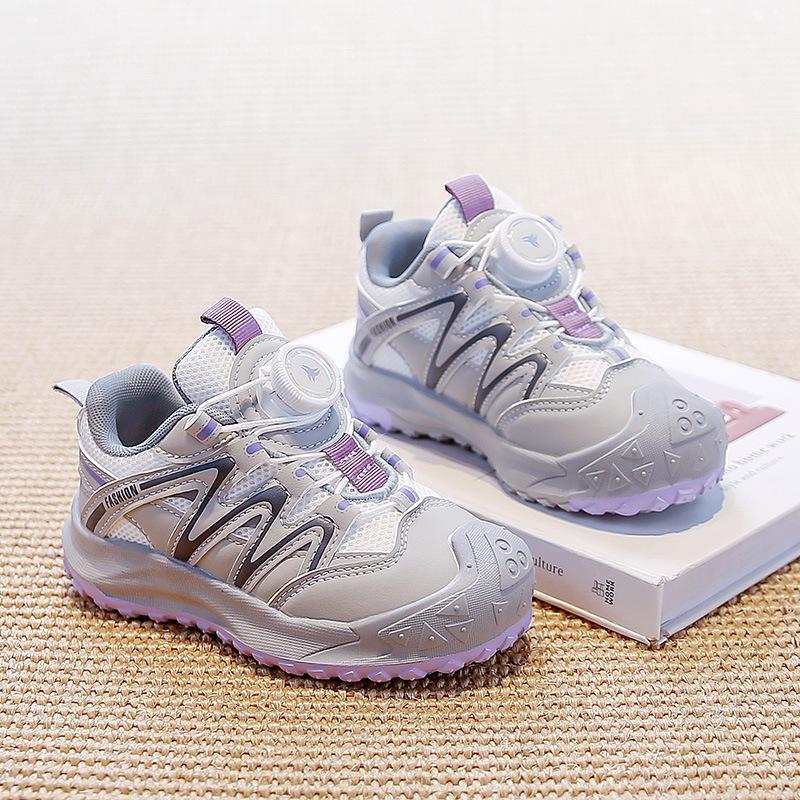 2025 Girls' & Boys' Mesh Dial Buckle Sports Shoes - Non-Slip, Soft Sole Trendy Trainers for Spring/Autumn