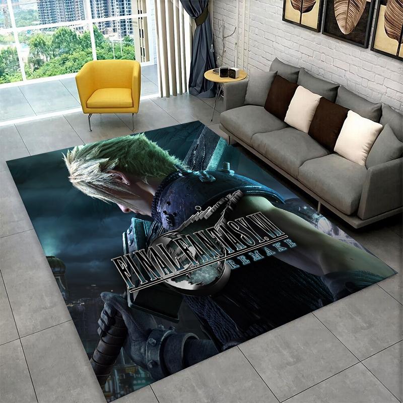 Cloud Tifa Final Fantasy Games Sephiroth Carpet Rug for Bedroom Living Room Sofa Playroom Doormat Home Decor,Area Rug Non-slip