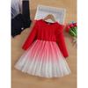 Autumn New Girls' Dress Stylish Starry Sky Mesh Puffy Dress Little Girl Stylish Princess Dress Gown