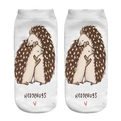 3D Hedgehog Impresso Mulheres Casual Low Cut Tornozelo Meias Algodão Animais Padrão Soft Meias