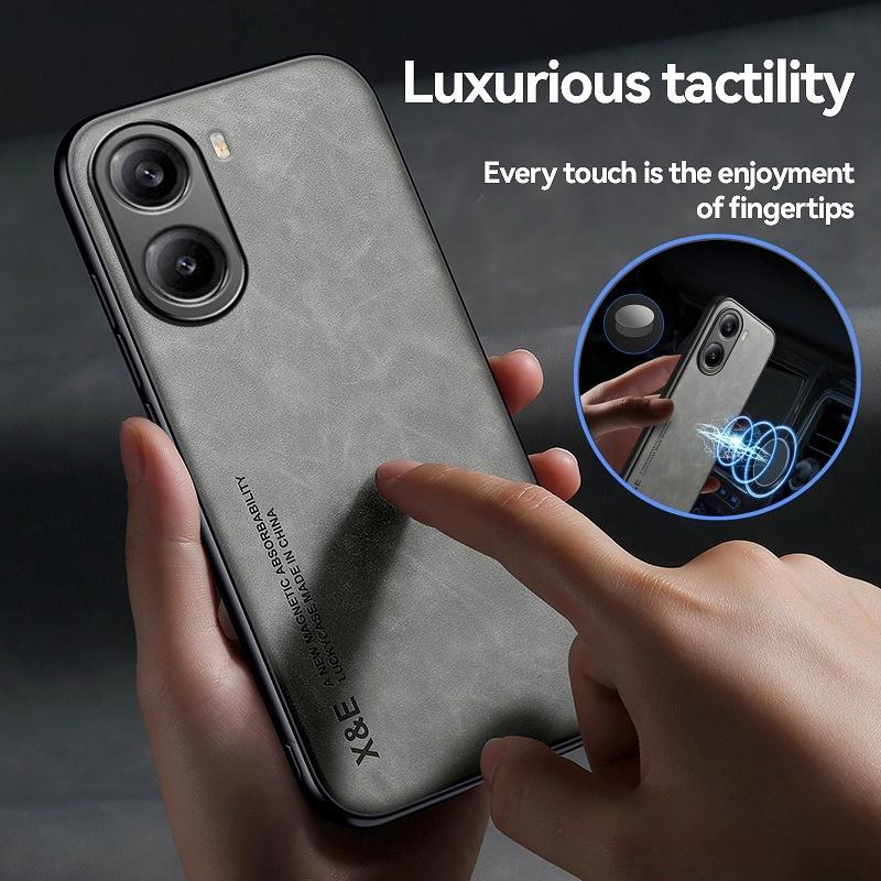 For Xiaomi Poco X7 Pro 5G Case Soft Frame Protect Leather Back Cover Pocco Poko Little X7Pro PocoX7pro Car Magnetic Holder Funda