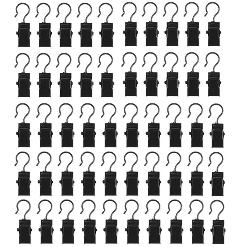 50Pcs Metal Curtain Clips With Hook Towel Photo Clips Home Window Accessories Sturdy And Durable Iron Drapery Hook