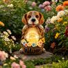 Outdoor Solar LED Lights Animal Statue Light, Cute Puppy Cat Rabbit Garden Pathway Sculpture Waterproof Lamp for Yard Patio Porch Decoration Shaped