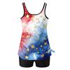 Women’s Sleeveless Tankini Top with Star Print and Gradient Pattern Swimwear Set for Beach or Pool Activities