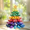 4PCS Durable Acrylic Christmas Hanging Decorations 2D Flat Design Christmas Tree Ornament for Indoor Decoration