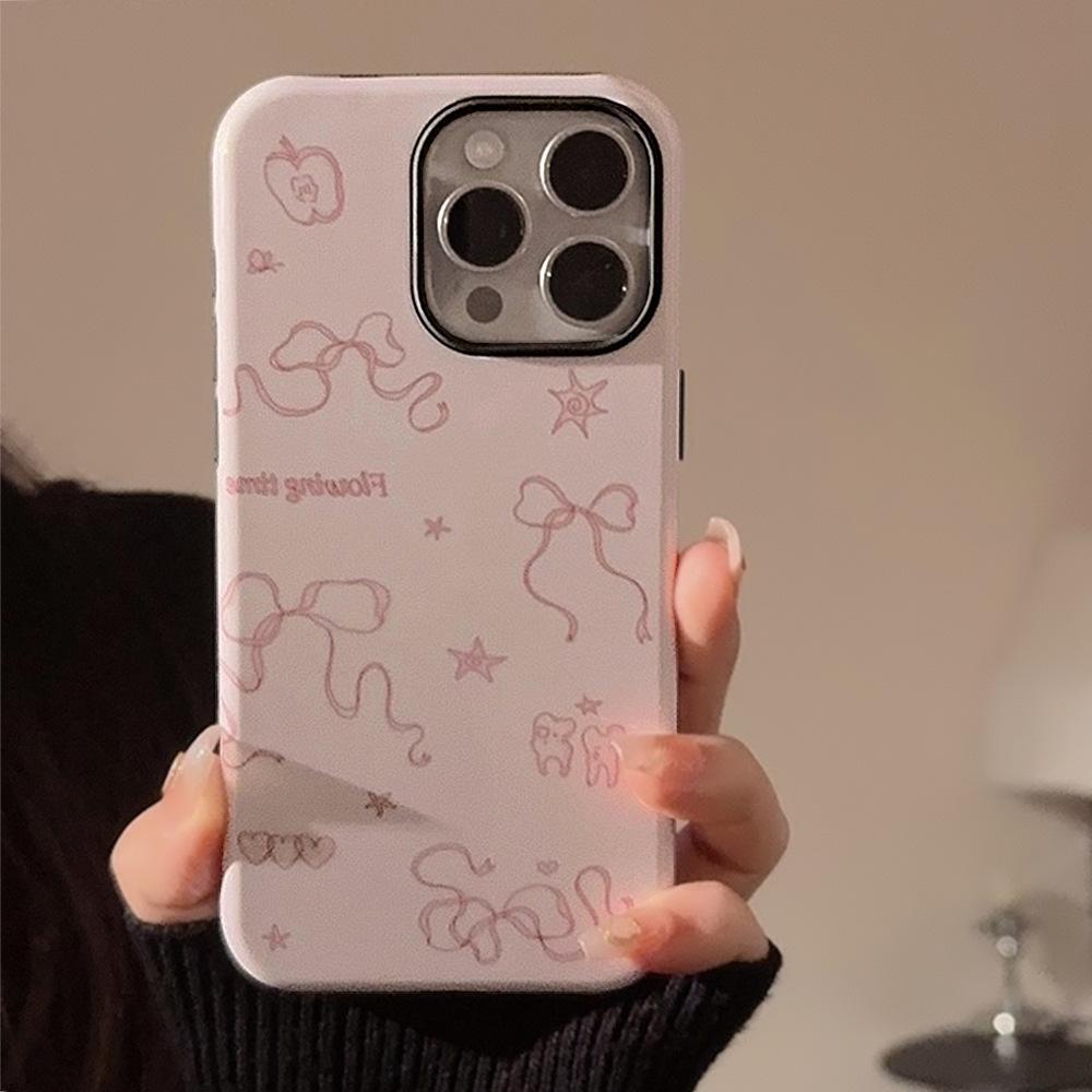 

Чехол для телефона с бантиком и граффити, нарисованный вручную 11/12/13/14/15 11 6.1