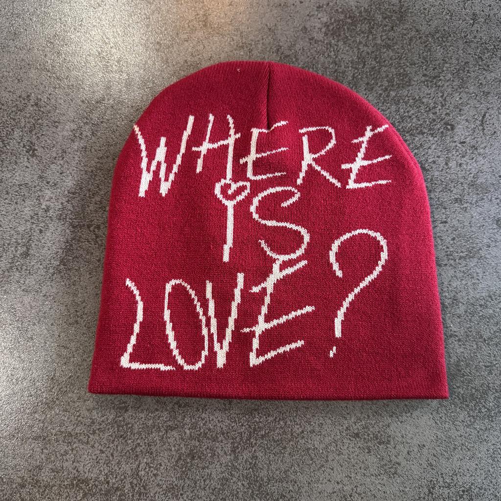 Simple Color Blocked Letter Pattern Neutral Casual Warm Knitted Hat Winter For