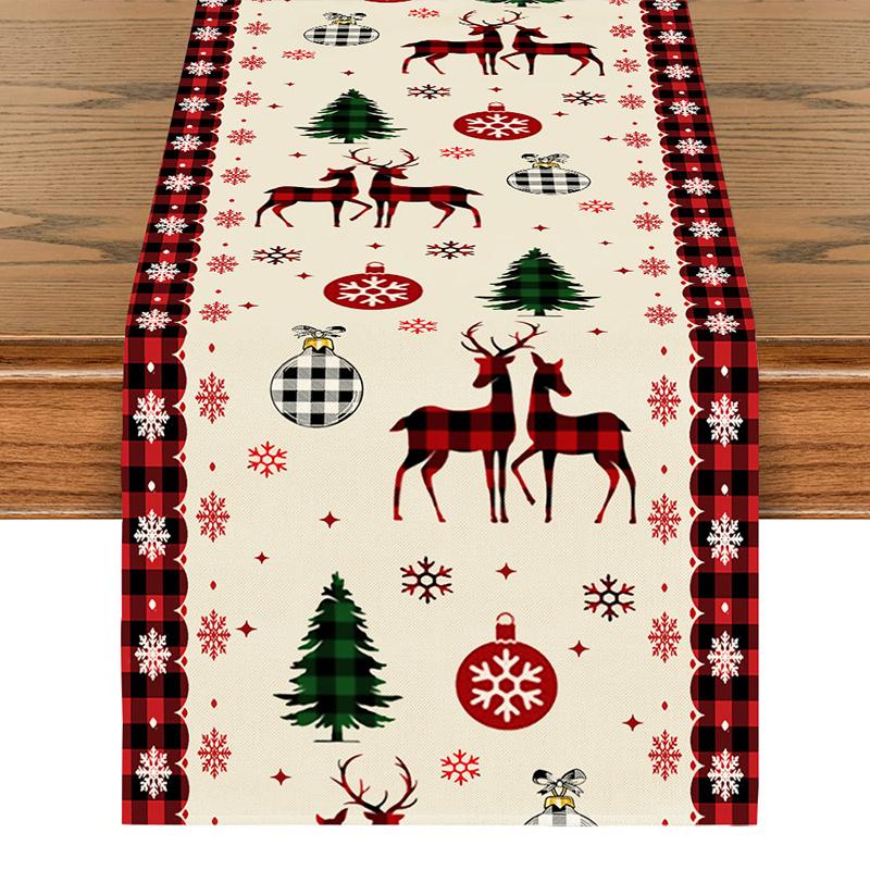 1PC Print Snowman For Home Xmas Table Decor Creative Christmas 33*183cm Table Runner Table Mat