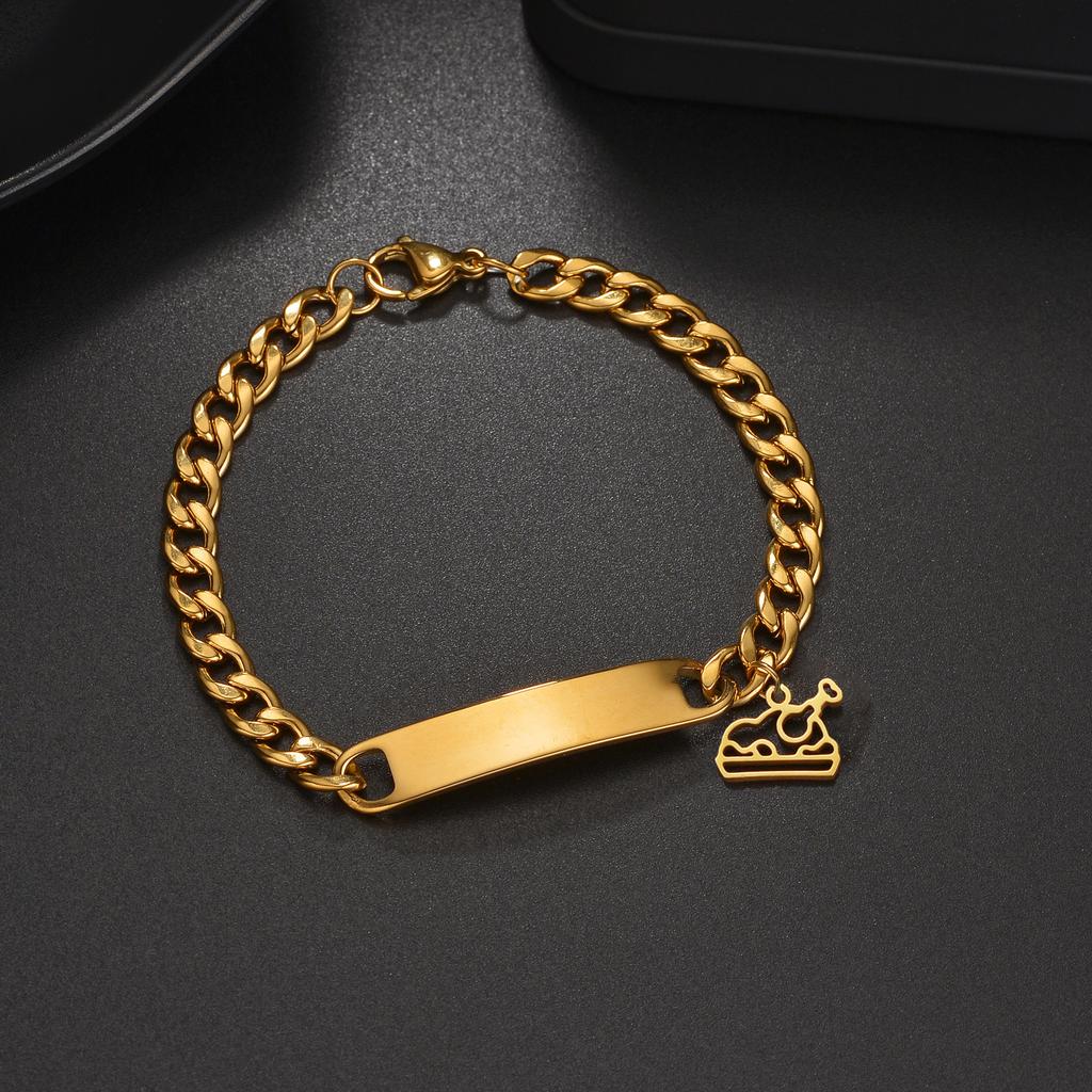 Atoztide Engrave Name Bar Bracelet for Women Christmas Series Stainless Steel Jewelry Adjustable Punk Chain Personalized Gift