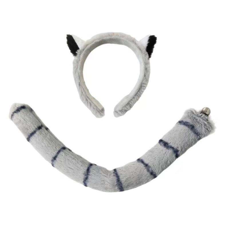 Deer/Elephant/Cheetah/Bear/Dog/Leopard Costume Set Ear Headbands Tail Bows Halloween Christmas Animal Cosplays Costume