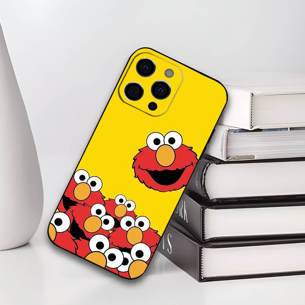 E-ElmoS Red Phone Case For IPhone 17,16,15,14,13,12,11,Plus,Pro,Max,Plus,XS,soft case Black silicone