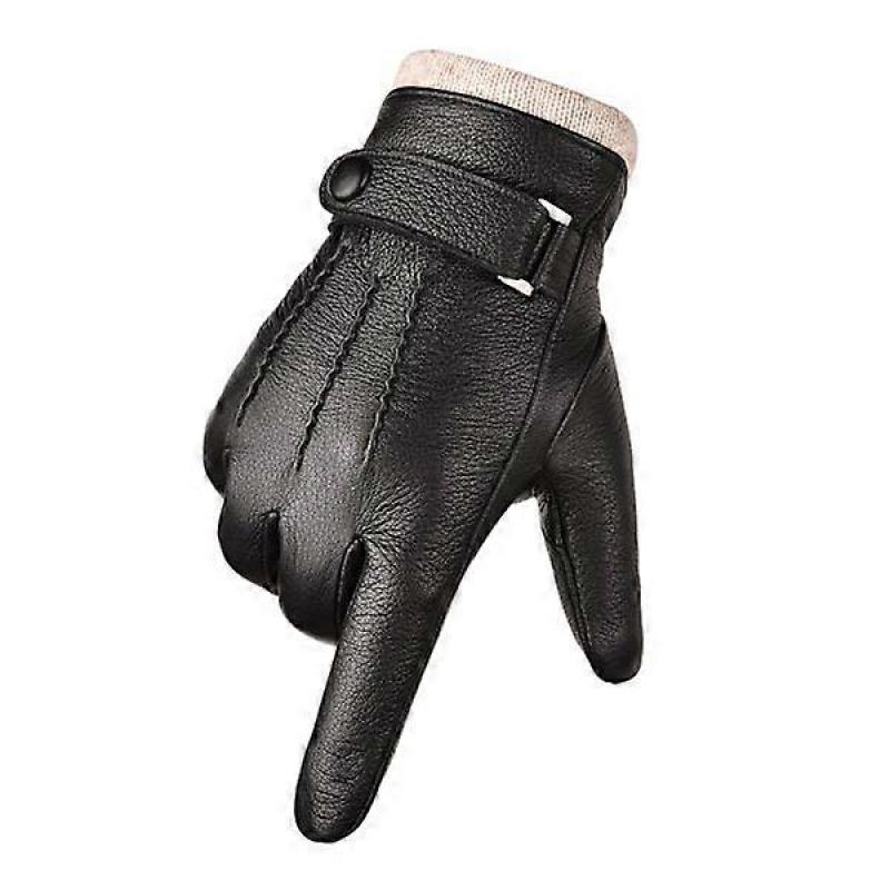 Men's Winter Warm Outdoor Casual Leather Gloves, Non-slip Touchscreen Texting Suitable Wool Lining Soft Windproof Genuine Leather Gloves.