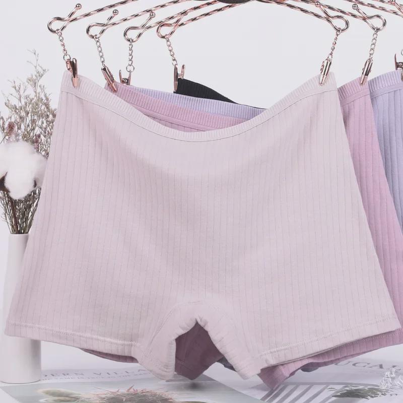 2024 High-Waist Cotton Boxer Briefs for Women - Plus Size MM200, Soft Threaded Design