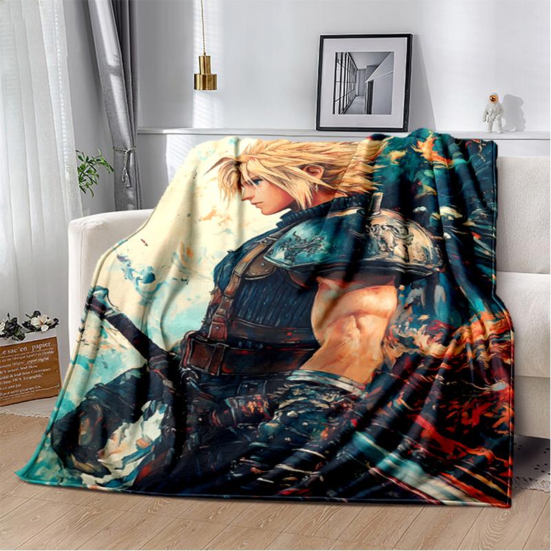 2025 New Style Final Fantasy Games Cloud Tifa Aerith Sephiroth Blanket,Soft Throw Blanket for Home Bedroom Bed Sofa Cover Kids