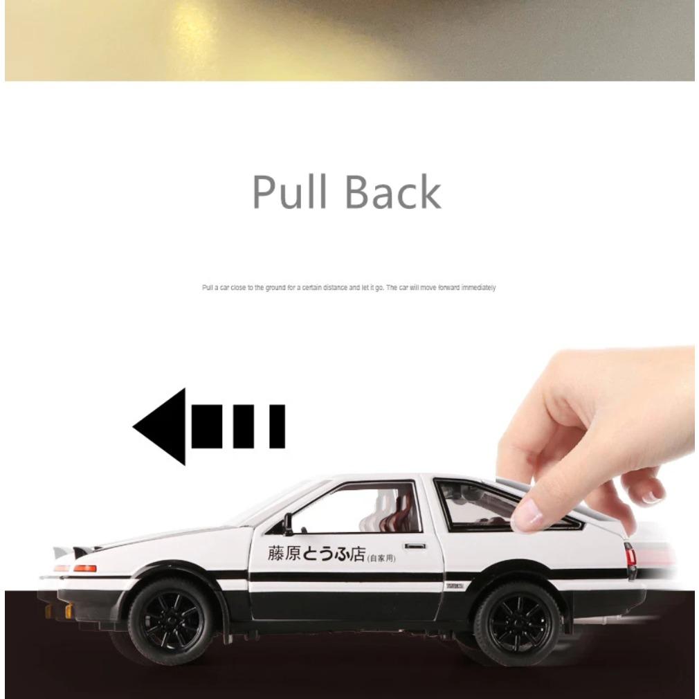 1/20 Movie Car INITIAL D Toyota AE86 Alloy Car Model Diecast & Toy Vehicles Metal Car Model Simulation Sound Light Toy Gift