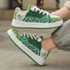 New Men's and Women's Personalized Casual Green Sports Shoes with Versatile Lace Up, Popular Canvas Shoes  Hard-Wearing Size 44