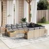 VidaXL Garden Furniture Set 11 Pcs with Beige Cushions Wicker