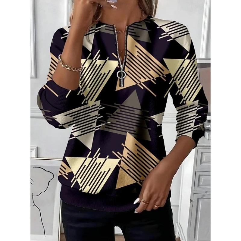 Damen T-Shirt,3D-Druck,V-Ausschnitt,Langarm,Lässig,Leichtes Oberteil,Halloween,Hip Hop ,Große Größe,Mode