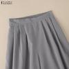 ZANZEA Women Casual Elastic Waist Loose Cropped Pants