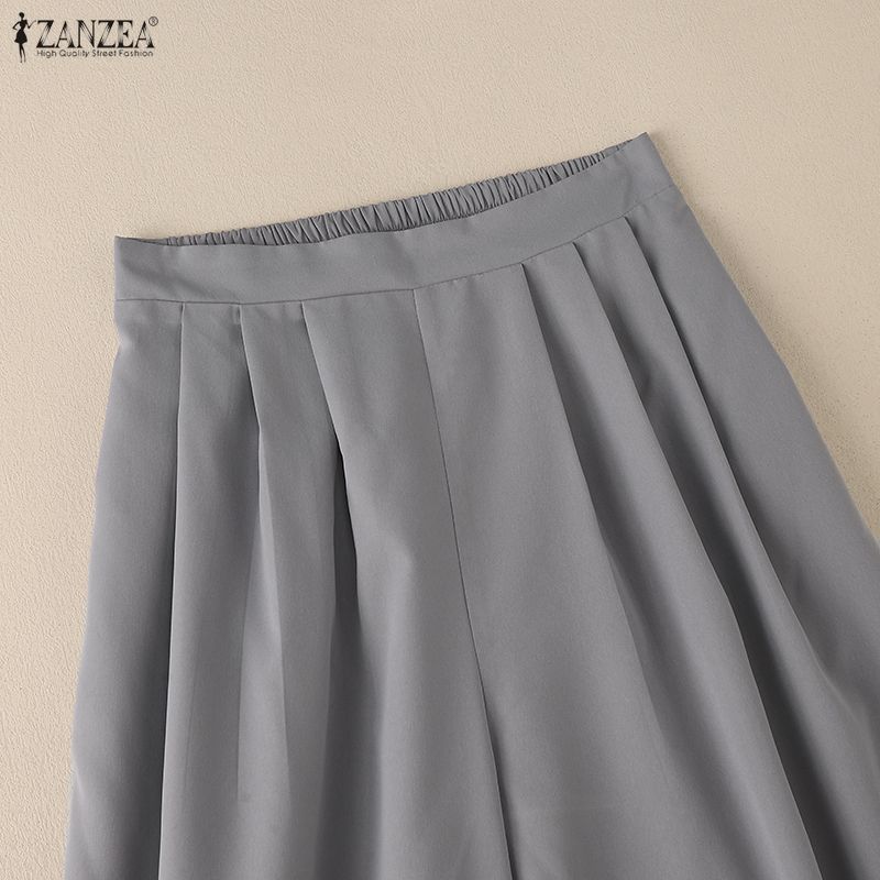 ZANZEA Women Casual Elastic Waist Loose Cropped Pants